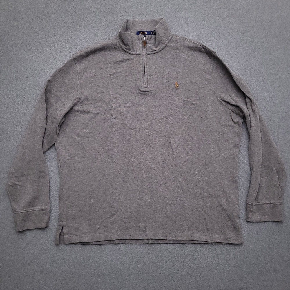 Polo Ralph Lauren Sweater Men XL Estate Rib Quarter Zip Pullover Sweatshirt Gray